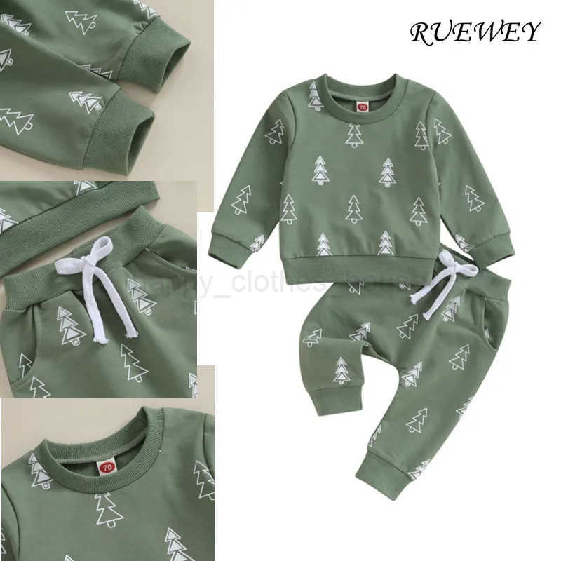 RUEWEY Christmas Baby Boy Pant Sets Christmas Tree Print Long Sleeve Sweatshirt Tops and Bottom Sets Baby Items ClothingXJ241205