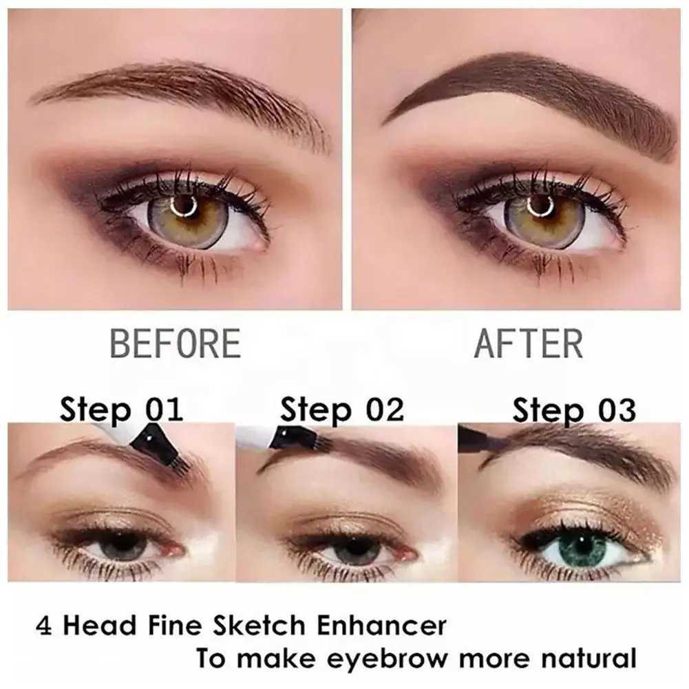 4-Fork Eyebrow Pencil Durable 4-point Eyebrow Pencil 4-Fork Tip Eyebrow Brush Waterproof Liquid Eyebrow Pencil Realistic W241205