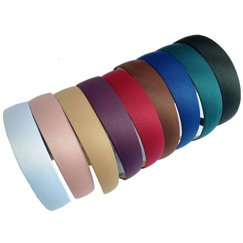10 pieces of 2.5cm 3.0cm satin fabric covering plain plastic headband base headband for DIY hair accessories 241205