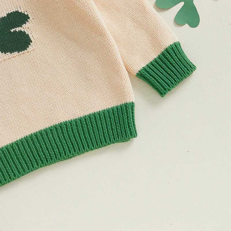 Baby St. Patricks Day skydiving green clover design warm crew neck sweater puller suitable for baby boys or girls W241205