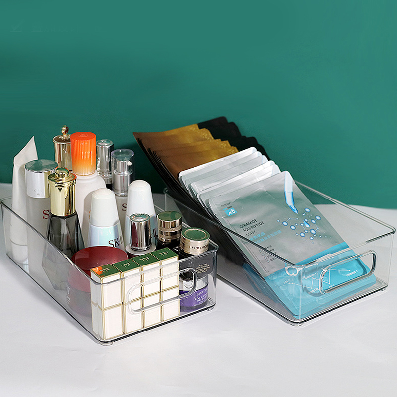 Desktop Storage Box Cosmetic Mask Skincare Organiser Plastic Transparent Household Kitchen Miscellaneous Storage Boxes