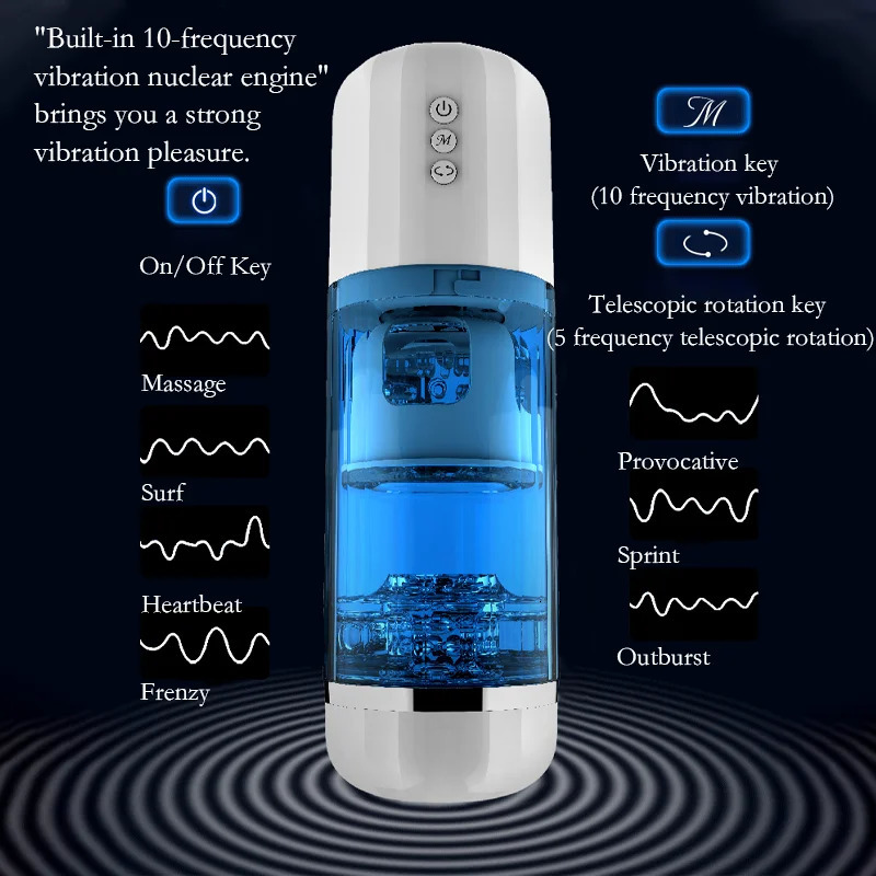 Automatic Telescopic Rotation Masturbation Cup Simulation Silicone Vagina Oral Sucking Vibrator Adult Masturbation Toys For Men 241205