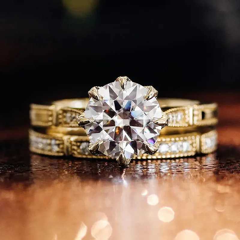 925 sterling silver cubic zirconia ring suitable for womens engagement and wedding luxurious gold bridal set new jewelry W241205