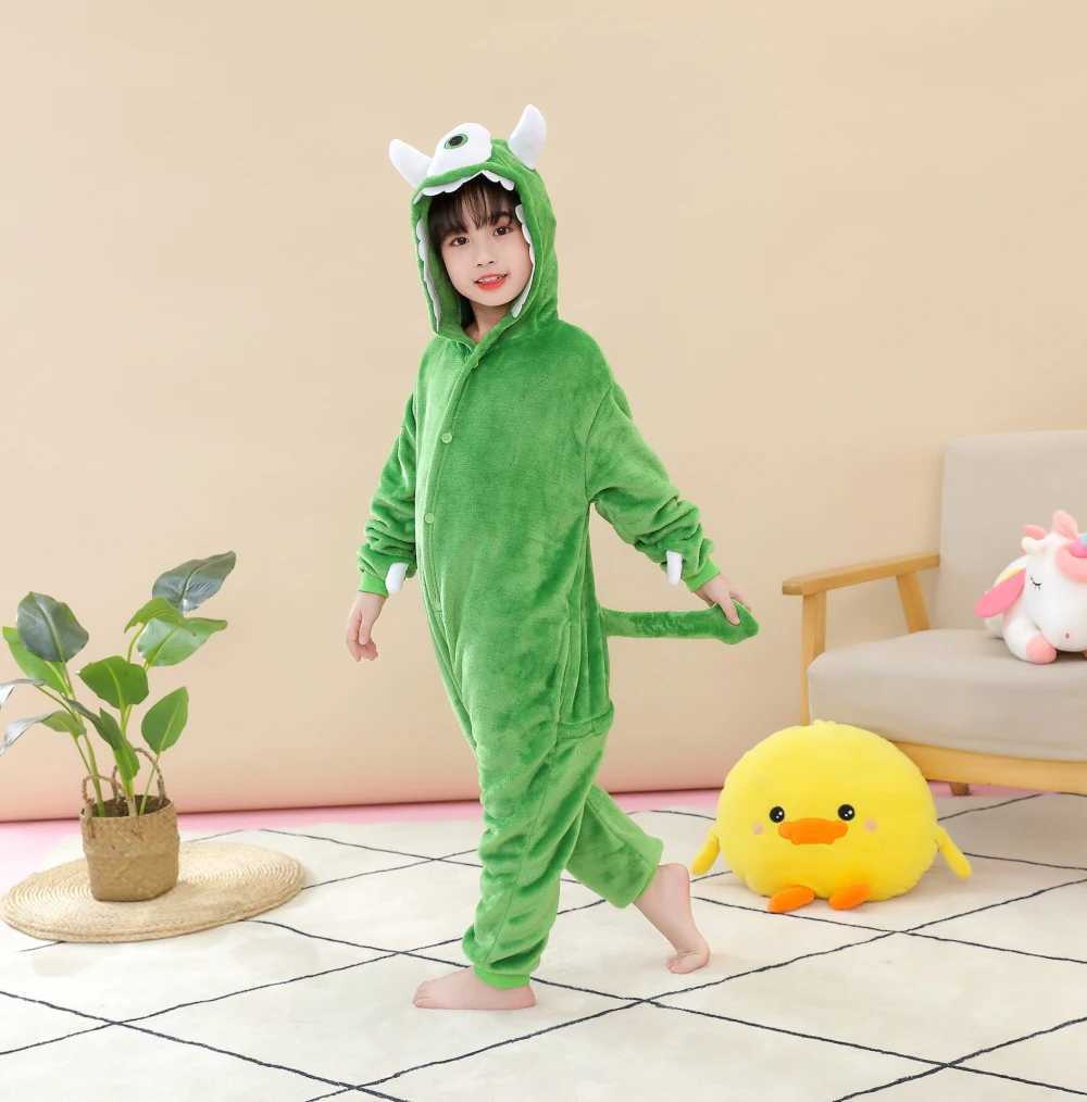 Pajamas Mike and Sullivan Monster Kigurumi Jumpsuit For Children Kids Onesies Pajamas Cosplay Costume Clothing For Halloween Carnival H241205