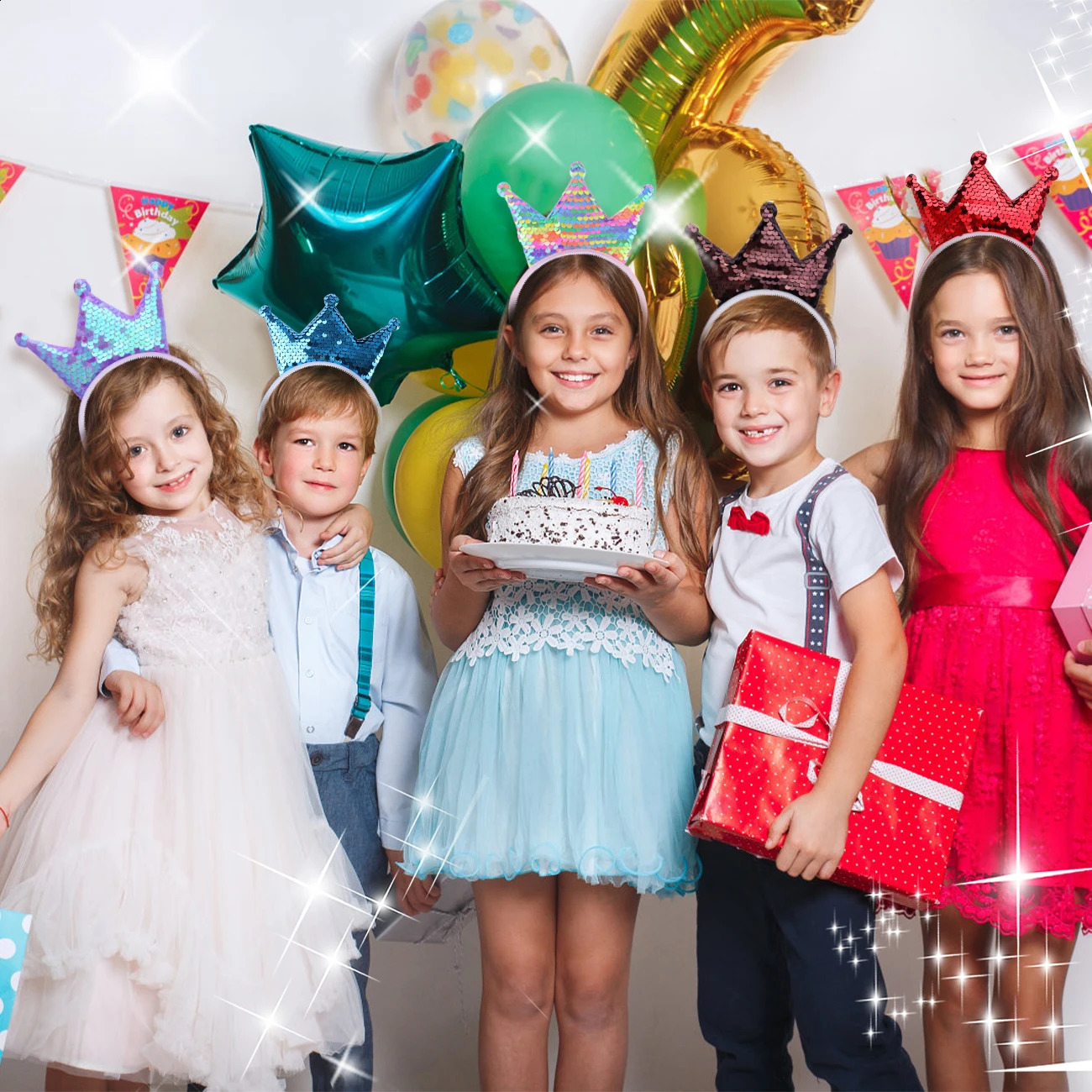 Sequins Crown Headband Girls Hair Bands Glitter Crowns Hoop Women Accessories for Party Favors Headdress Gift 241122