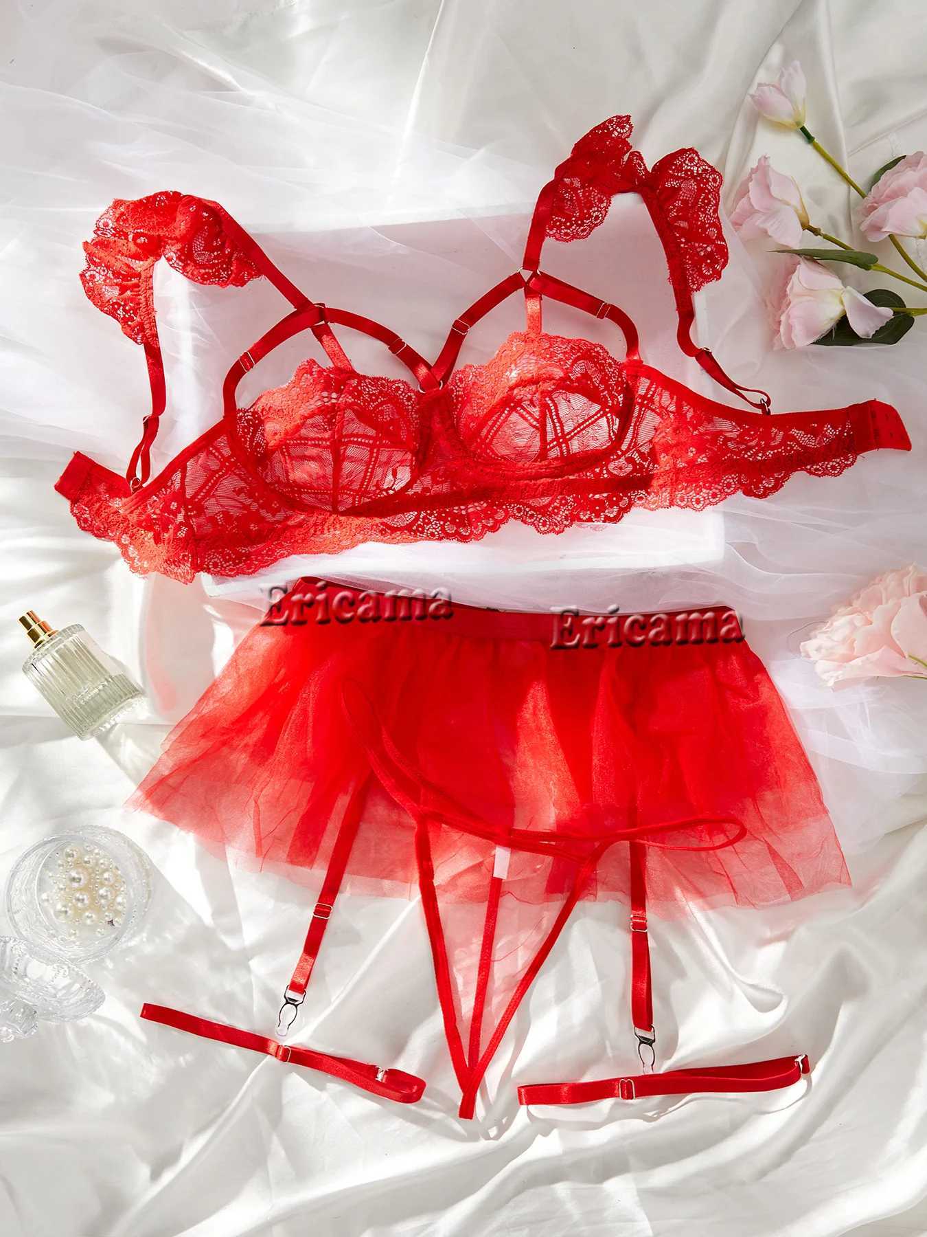 Sexy Lingerie Woman Lace Transparent Underwear Brief Sets Bra Kit Push Up Breves Sets Erotic Bra Set Sexy UnderwearXJ241205