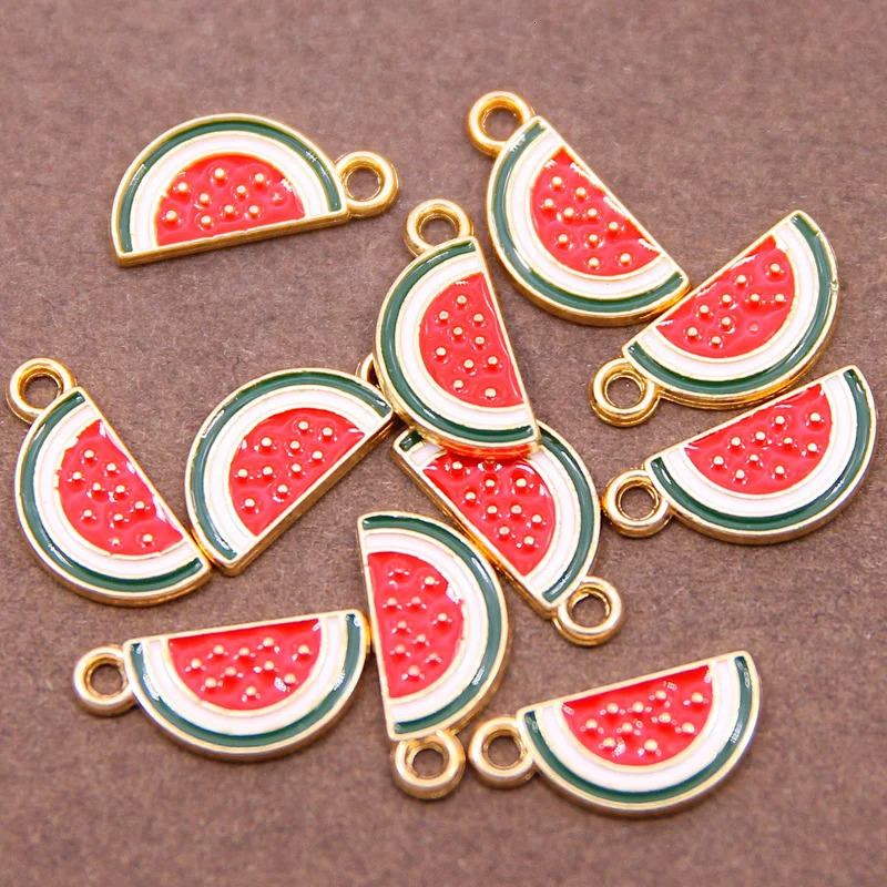 10pcs 817mm Enamel Watermelon Charms for Earrings Pendants Necklaces Making Mini Fruit Handmade DIY Jewelry Accessories 241122