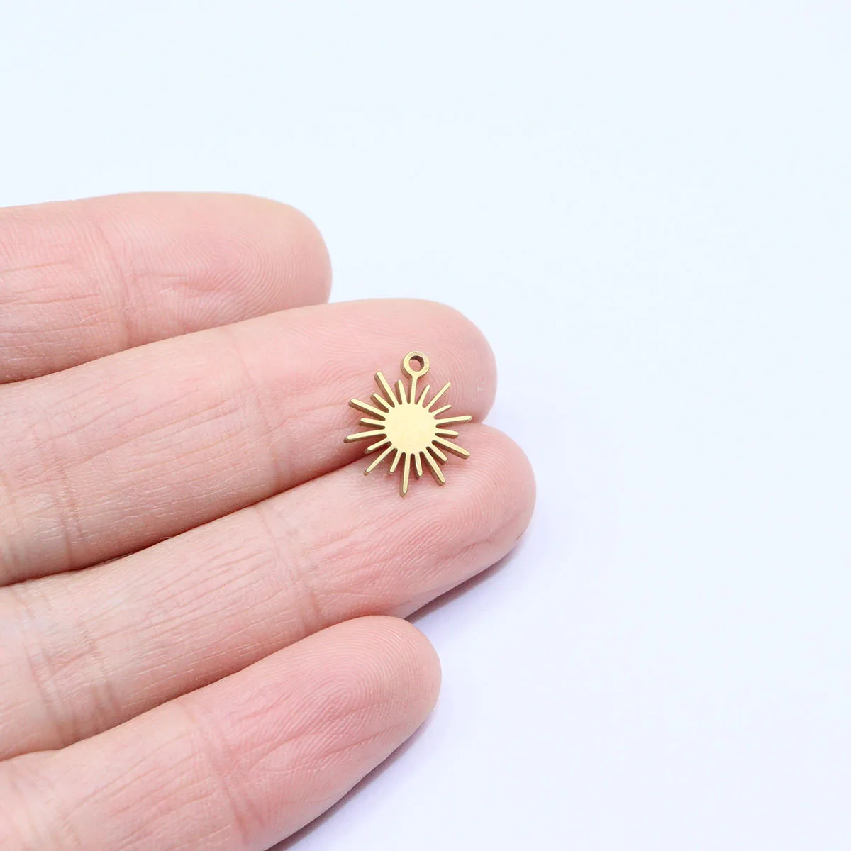 10pcs Wholesale Stainless Steel Mini Sun Charms DIY Anklets Earrings Bracelets Vacuum Plated Colorless 2 Colors 241122