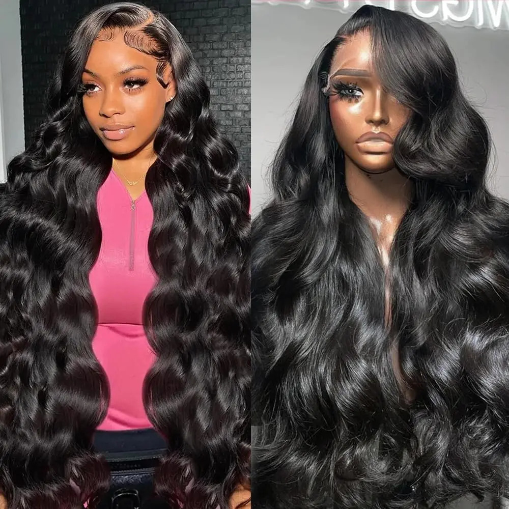 Straight 13x4 Lace Front Simulation Human Hair Wigs 280% Body Wave Brazilian Water Wave 30 Inch Lace Frontal Wig Glueless For Women Synthetic Silky Wi