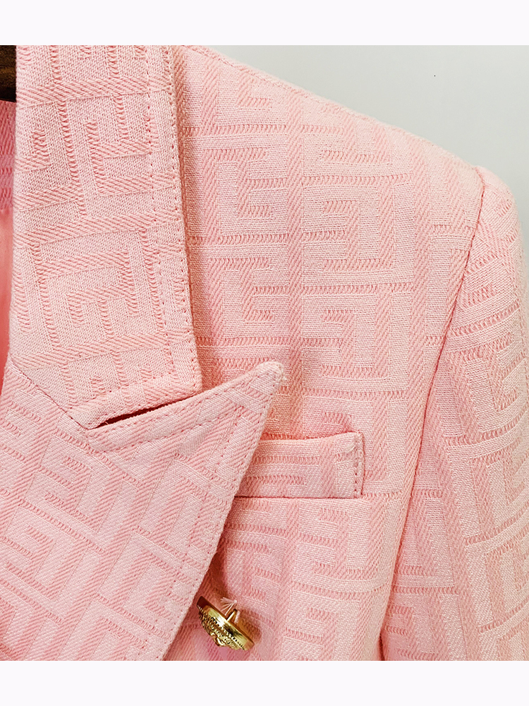 Newest Fashion Designer Jacket Women's Slim Fit Classic Lion Buttons Double Breasted Monogram Jacquard Blazer