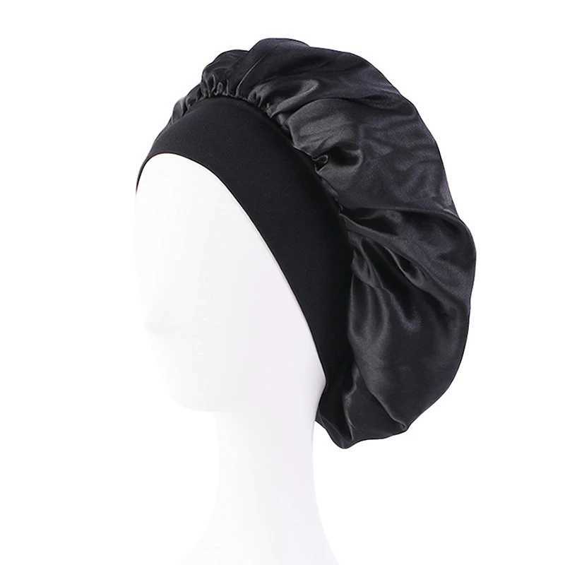 New Fshion Women Satin Night Sleep C Hair Bonnet Hat Silk Head Cover Wide Elastic BandXJ241205