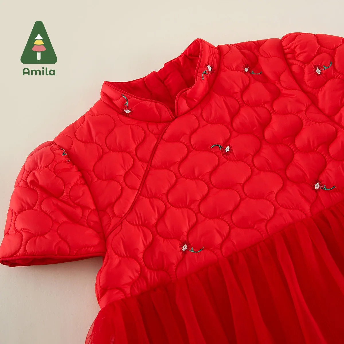 Amila Baby Girl Dress Winter Fashion Thicken Warm Kids Dresses Birthday Chinese Style Children Clothes 241204