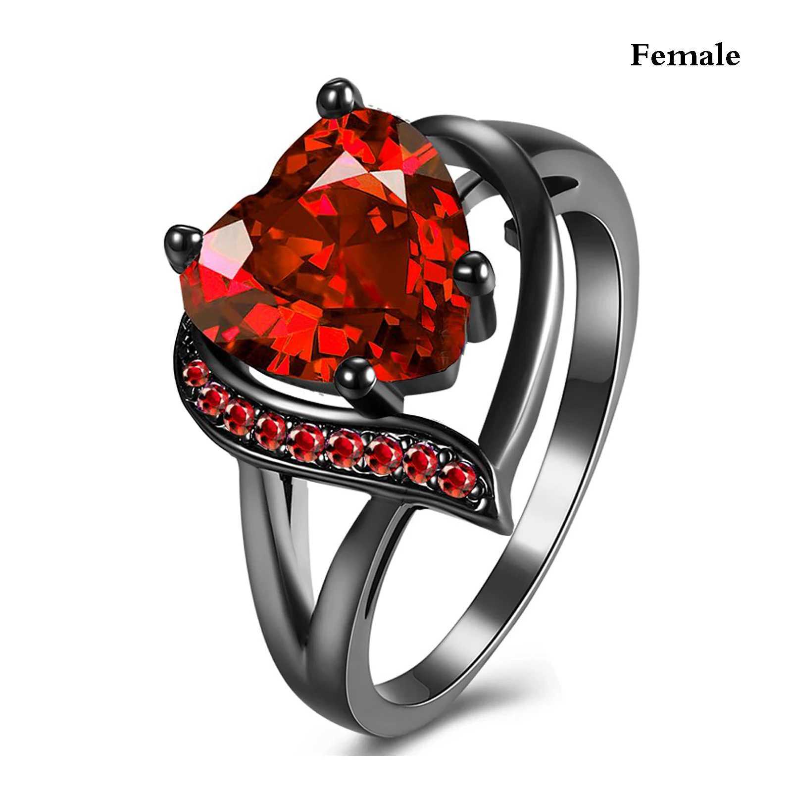 Fashionable couple ring romantic womens red heart Rhinestone zircon ring mens stainless steel Celtic dragon ring wedding jewelry W241205