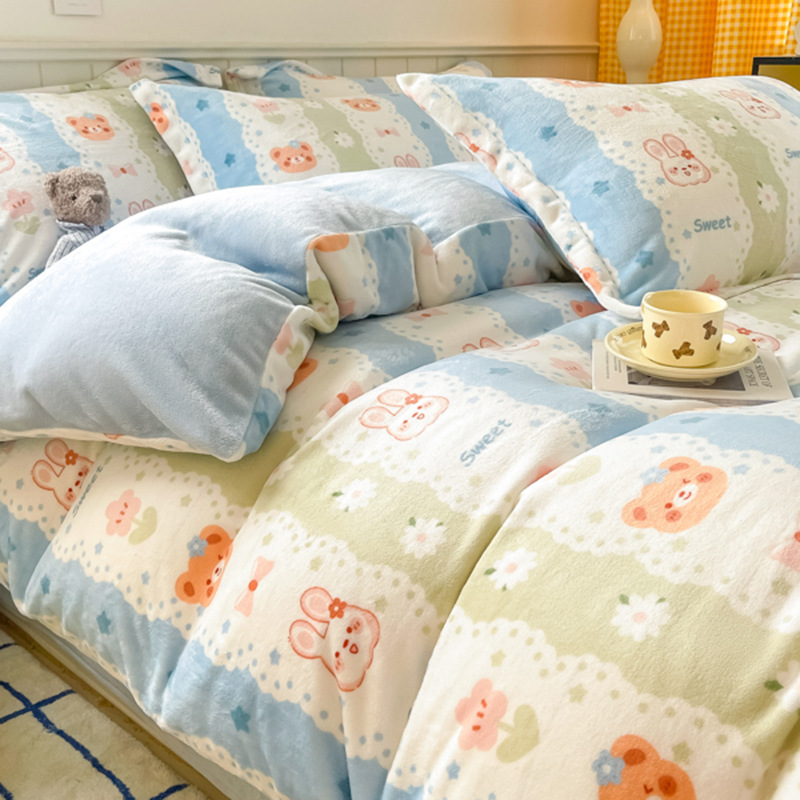 Winter milk fleece double-sided thickened warm Duvet cover