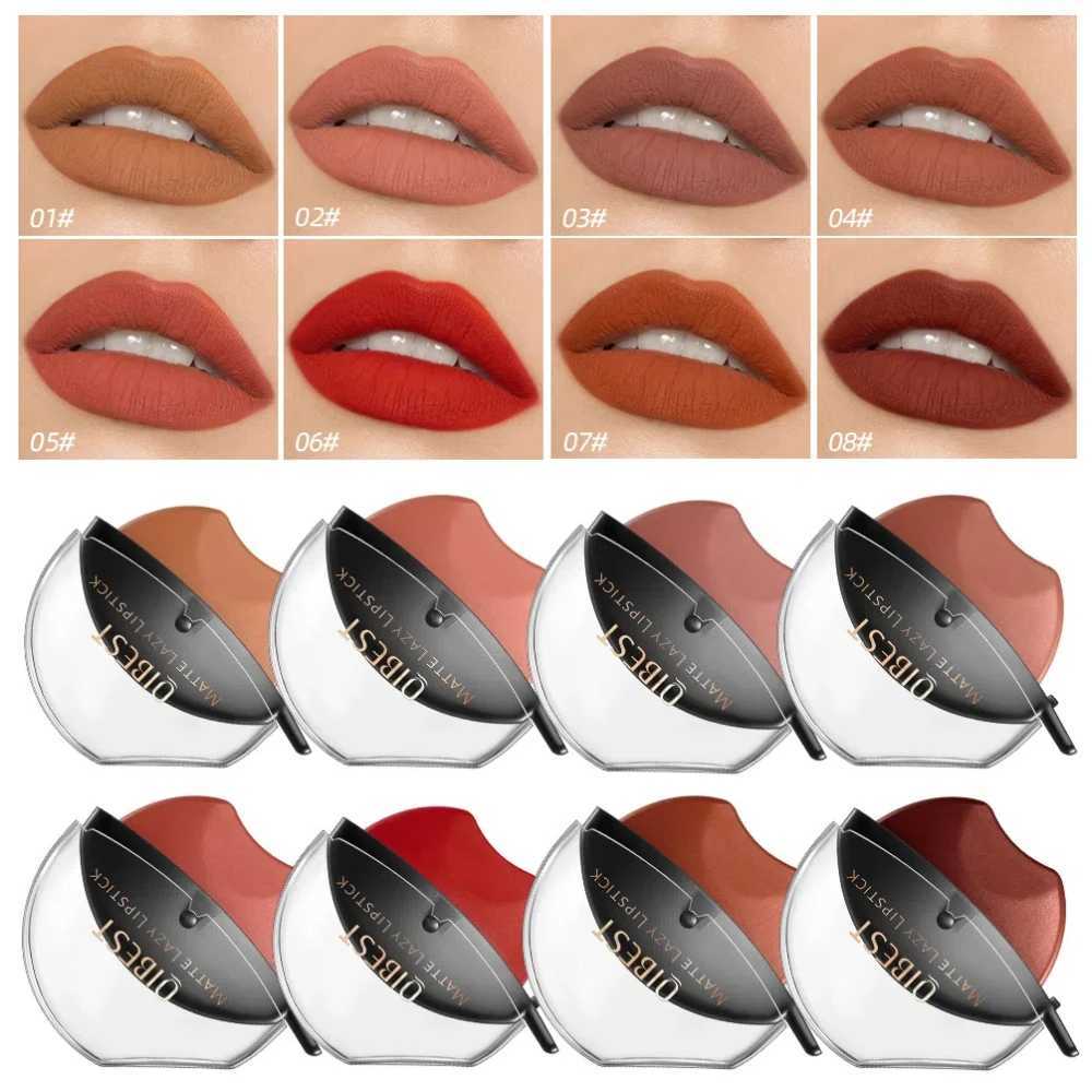 QIBEST Lip-shaped Lipstick Makeup Lazy Lipstick Velvet Matte Moisturizing Lip Gloss Waterproof Non-stick Cup Long Lasting MakeupXJ241205