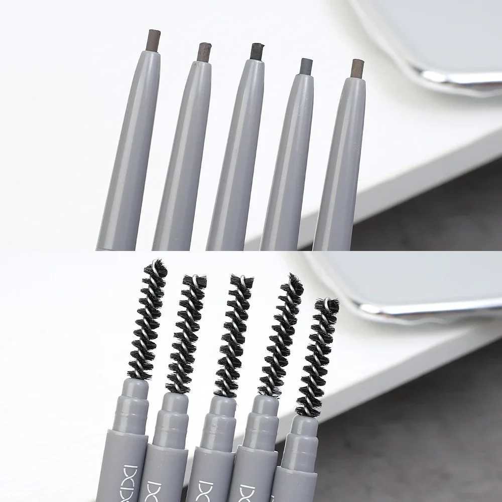 Waterproof eyebrow pencil with brush long-lasting without blooming black gray eyebrow tattoo pen makeup eyebrow coloring cosmetics W241205