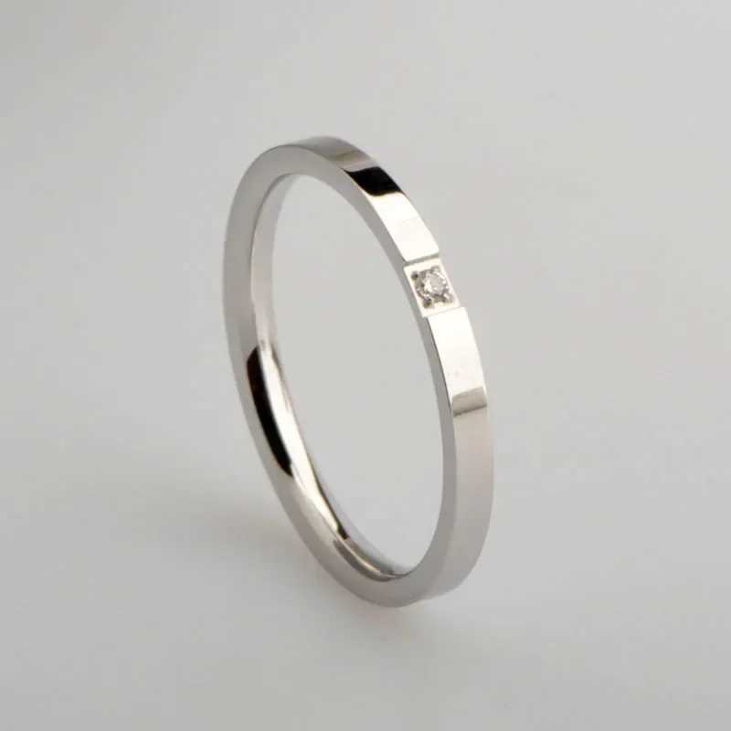 High end PvD single zircon thin ring womens stainless steel ring cocktail reception ring jewelry wholesale W241205