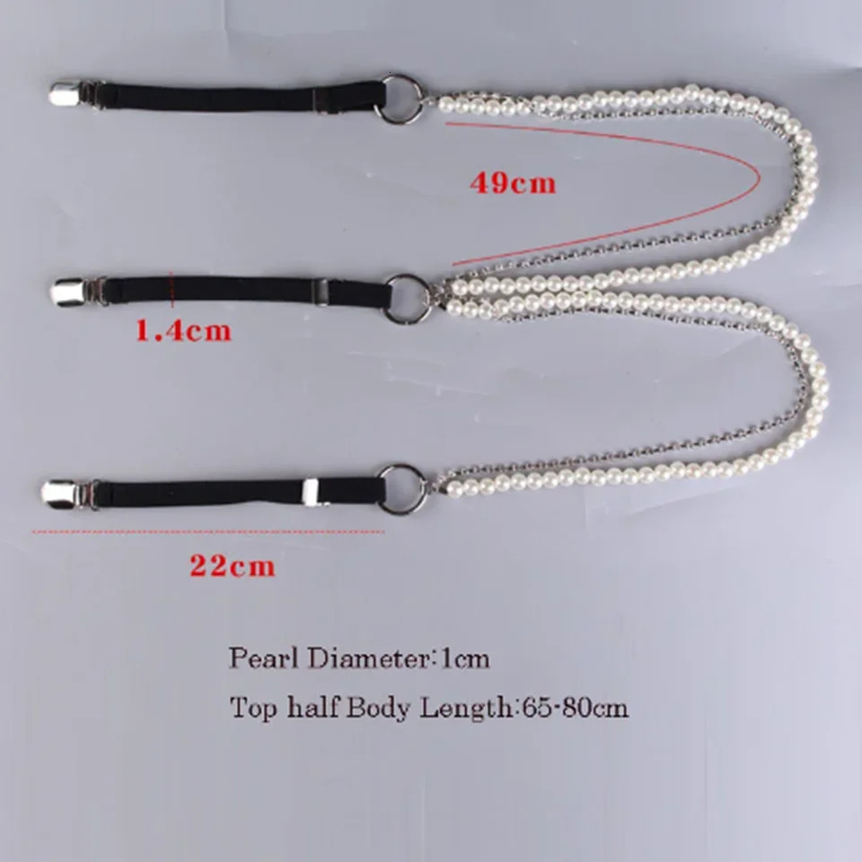 Pearl Chain Suspenders Belts for Women Strap Shirt Decoration DuckMouth Clip Outwear Jewelry Gift 241122