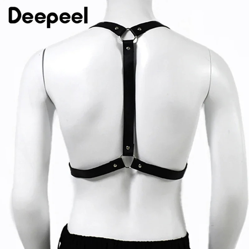 Deepeel Mens Adult Suspenders 2Clips Hook Leather Braces Male Binding Strap Waist Unisex Jockstrap Punk Decoration Harness Belt 241122