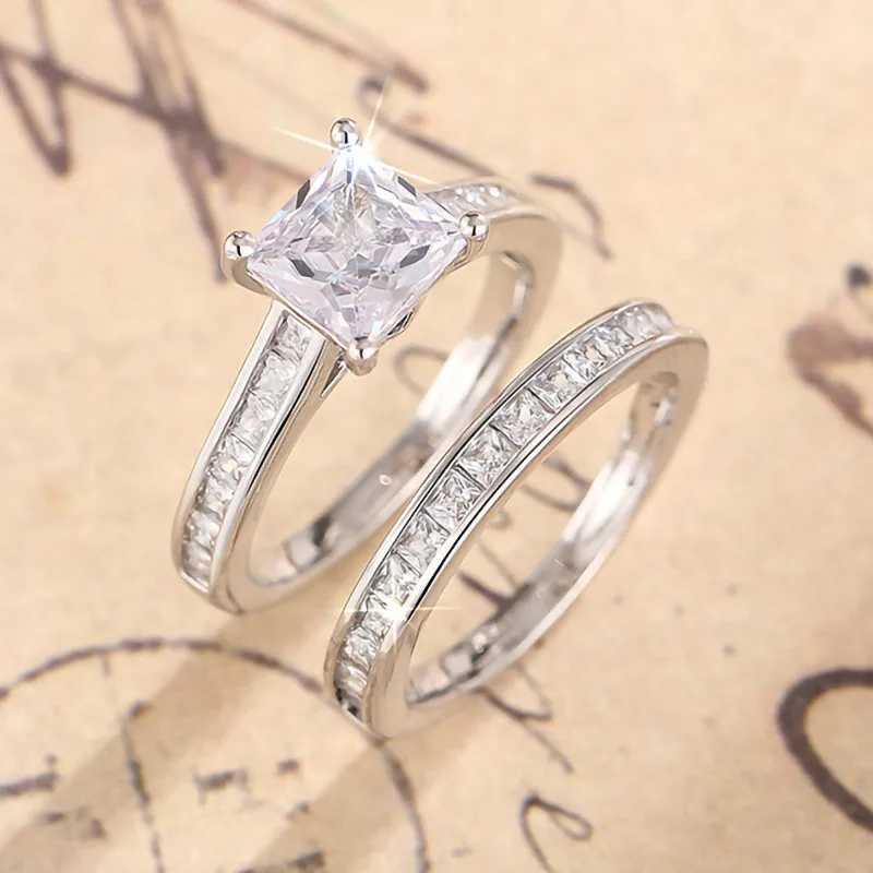 925 sterling silver fashionable womens wedding ring bright prince square CZ finger jewelry for luxurious wedding decoration gifts W241205