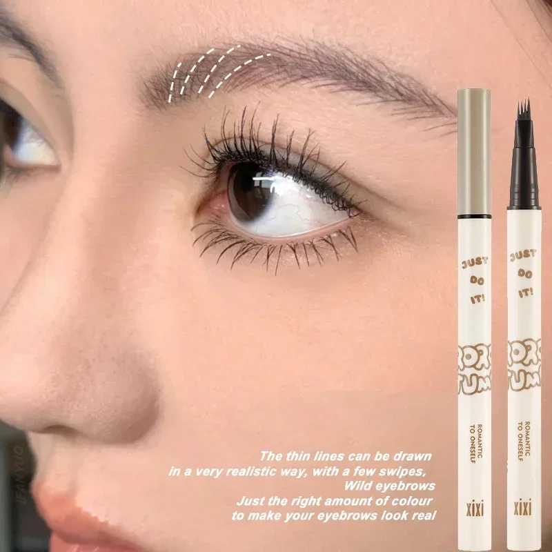 4-point liquid eyebrow 2-fork soft waterproof long-lasting microbead tattoo pen ultra-thin lower eyelash liner makeup W241205