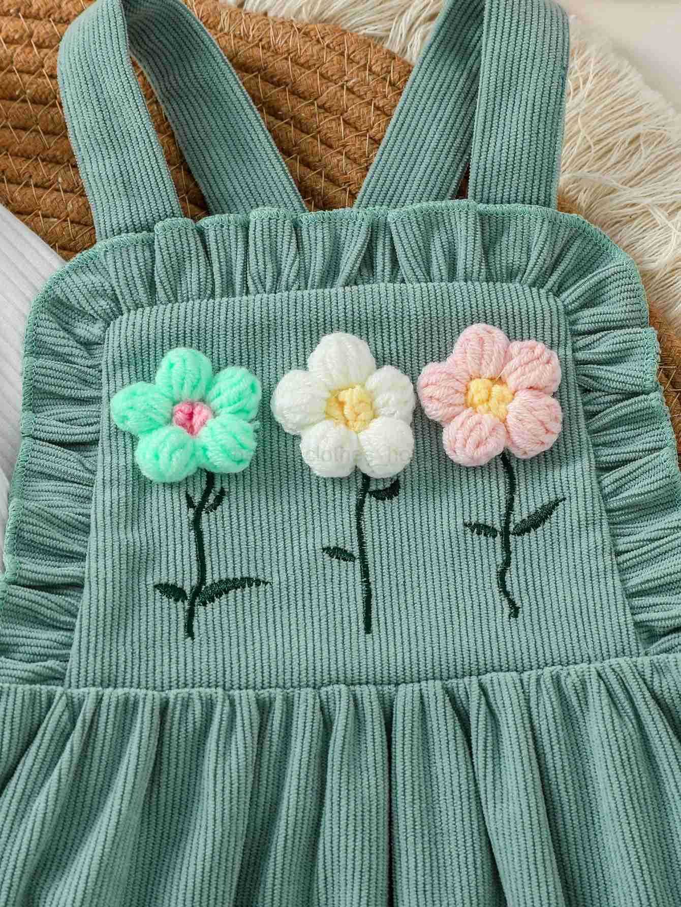 2pcs Babys Girls Long Sleeve Autumn Bodysuit Skirt Set With Floral Preppy Sle Fashion ClothingXJ241205