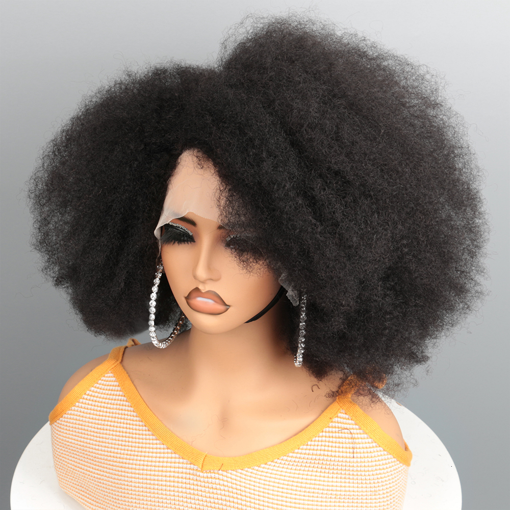 Kinky Curly Lace Front Wig Color Afro Bob Natural Haire 13X4x2 250% Density Short Human Hair Wigs