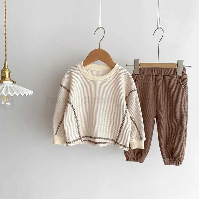 MILANCEL Spring Designer Kids Baby Clothes Casual Boys Suit Cool Infant Blouse And Pants2 PCs Waffle Clothing Set OutfitsXJ241205