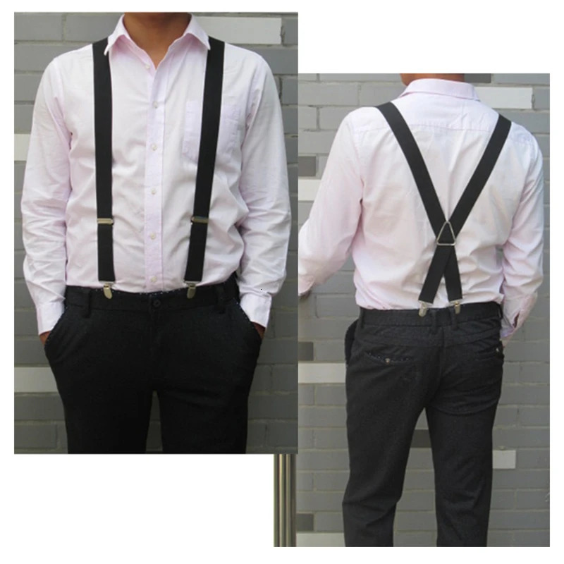 Men Suspenders High Elastic Adjustable 4 Strong 25mm Wide Clips Suspender Heavy Duty X Back Trousers Braces 6 Colors Unisex 241122