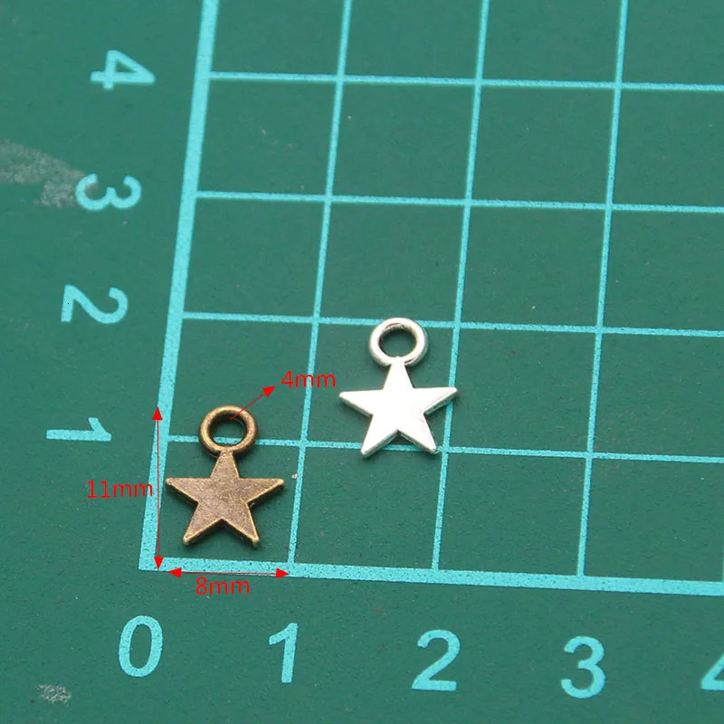 100PCS 811mm 3 Color Metal Zinc Alloy MINI Fivepointed Star Charms Fit Jewelry Pendant Makings DIY Handmade Craft 241122