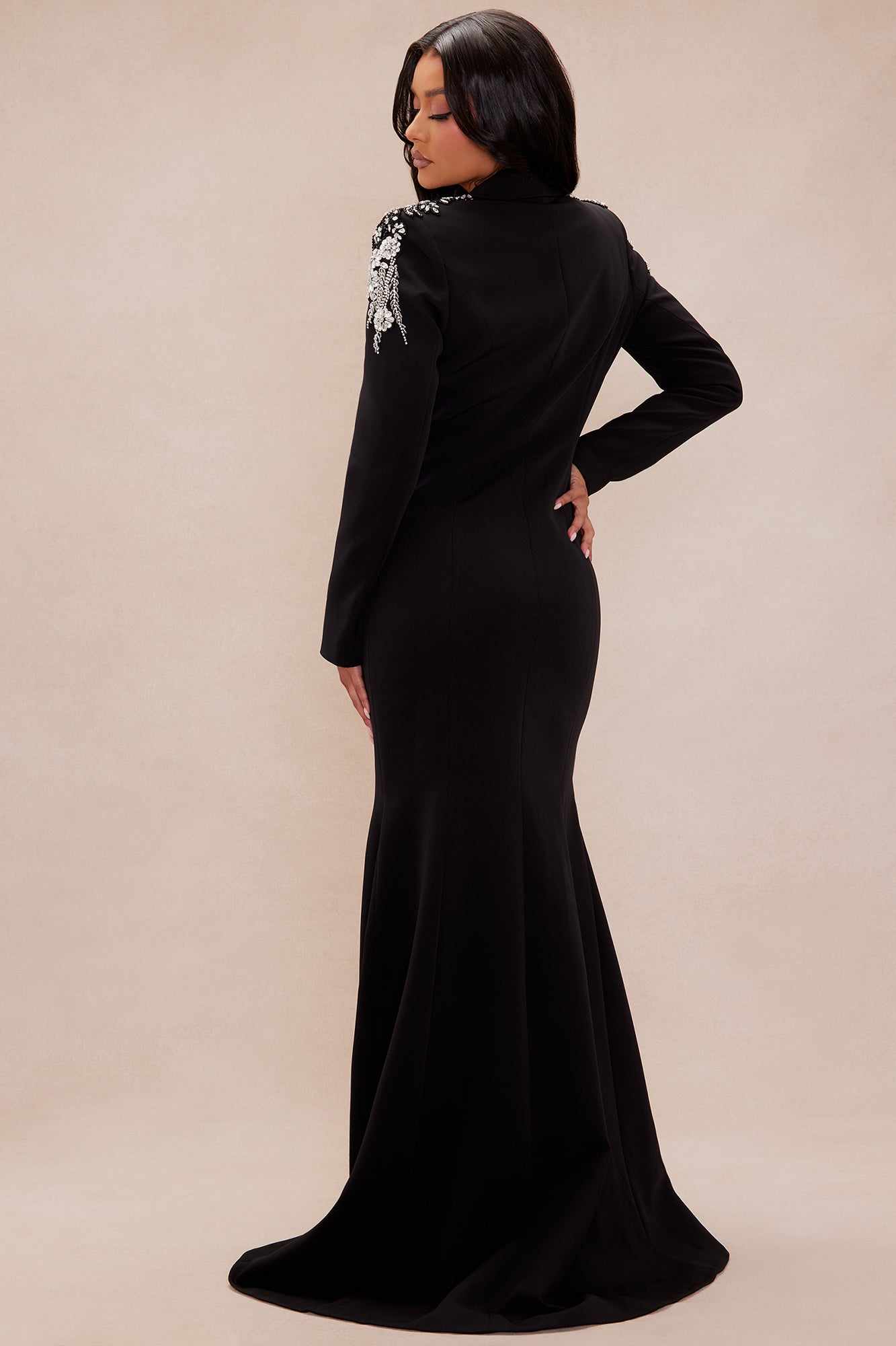 Crystal Women Suits Beading V Neck Single Breasted Long Blazer Ladies Outfits Party Birthday Prom One Piece Set Wedding Party