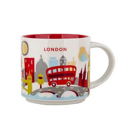 Ins City Cup US City Bone China Cup Global Ceramic Series Japan England London Paris Hawaii Chicago New York City Cup 400ML X241205