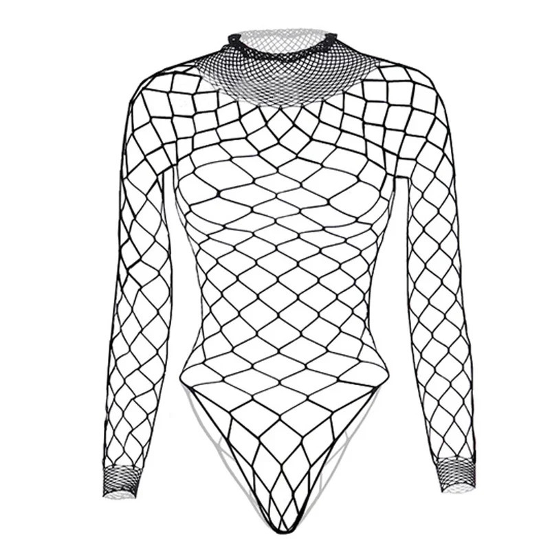High Quality Female Fishnet Bodysuit Underwear See Through Hollow One-piece Net Body Suit Sexual Lingerie Sexy Women Tops 241205