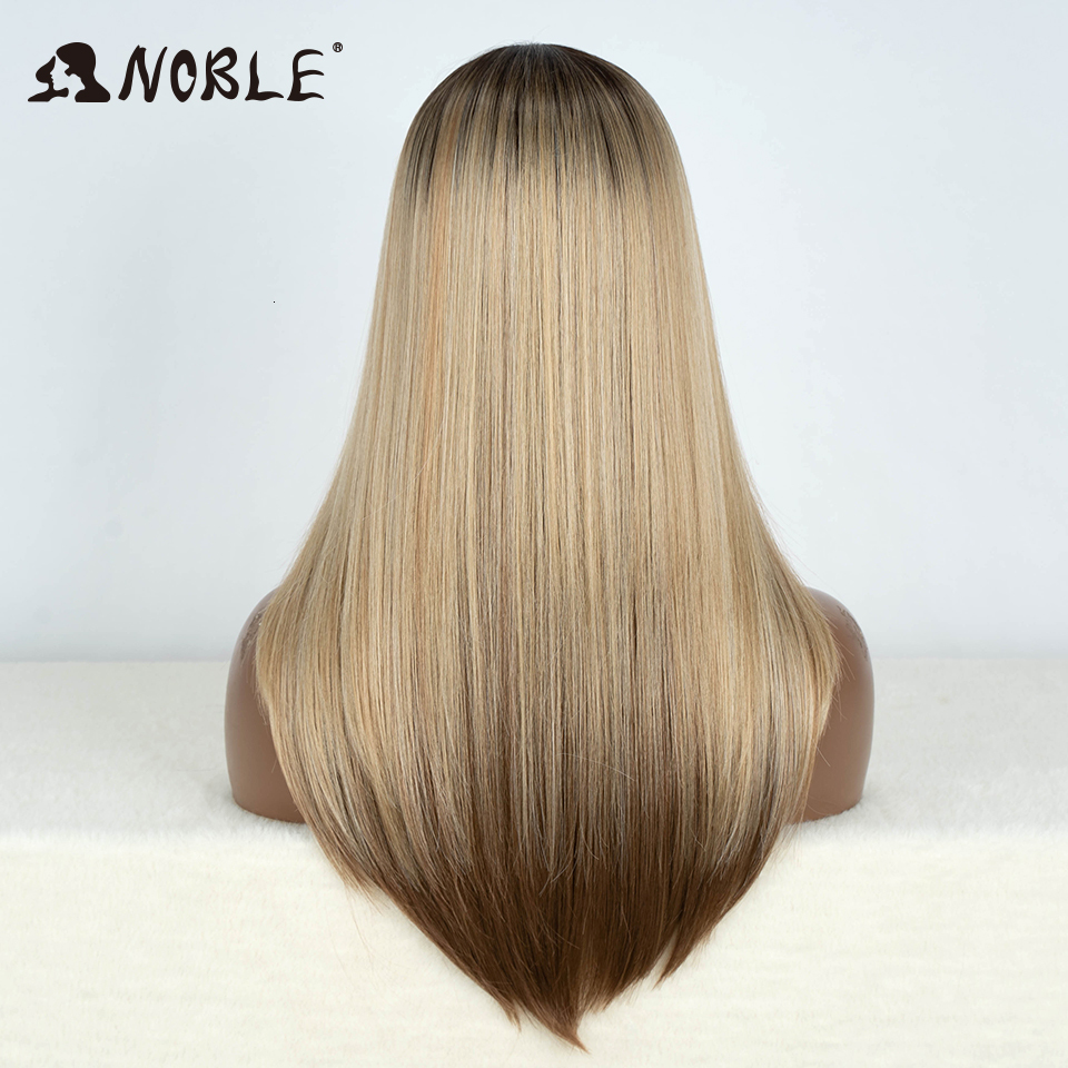 Noble Straight Baby Hair 22"Glueless Bob Cosplay For Women Synthetic Lace Front Wig
