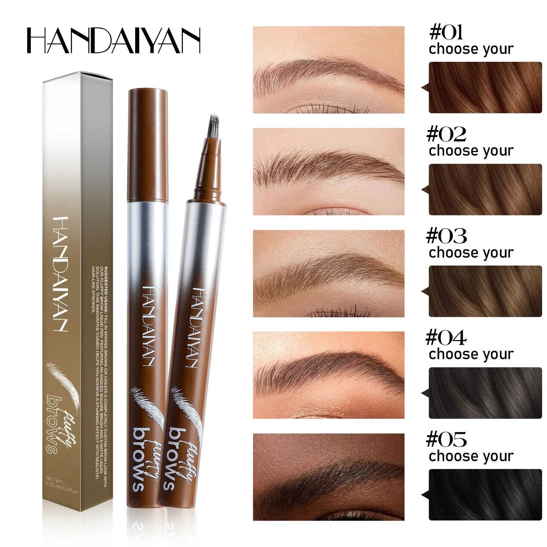Wild Eyebrow Liquid Pencil Corner Square Brush Black Brown Beads Eyebrow Coloring Pen Fast Drying Durable Waterproof Eyebrow Dye W241205