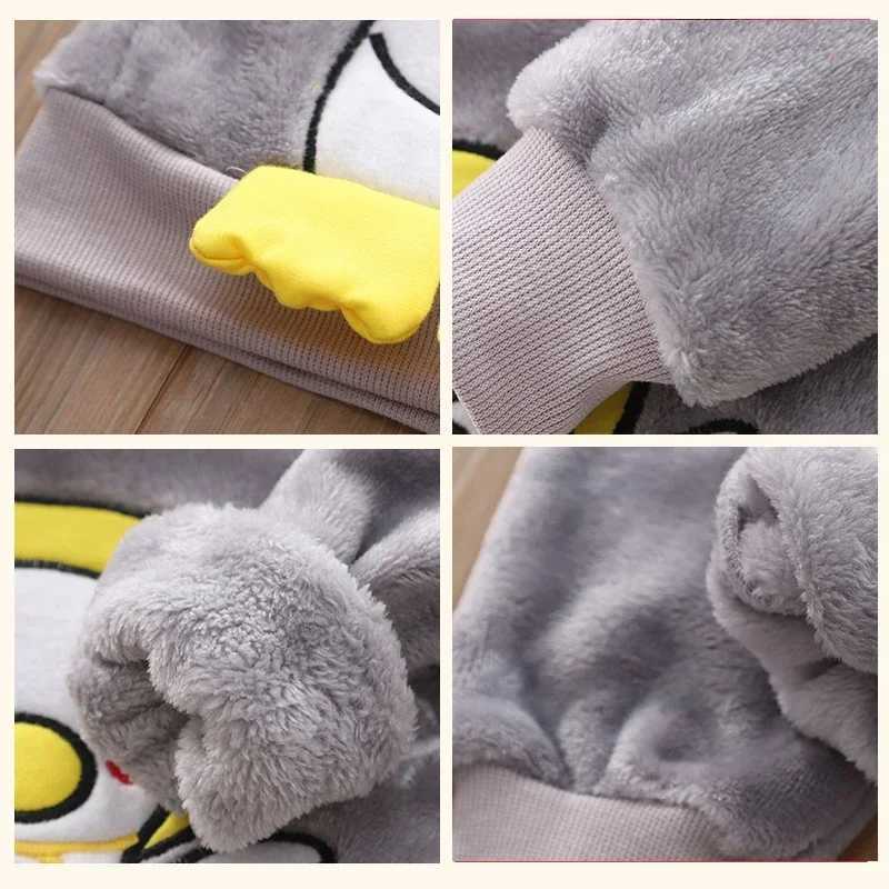 Pajamas Children Clothing Set Baby Pajamas Set Thick Flannel Fleece Child Sleepwear 2Pcs Sets Warm Home Suits Kids Clothes Autumn Winter H241205