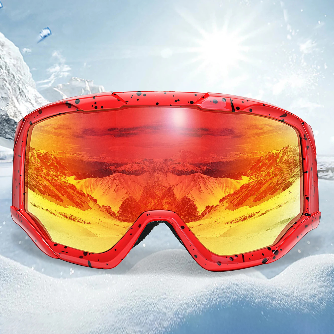 Snowboard Snowmobile Ski Goggles Outdoor Sport Windproof Double Layers Anti-fog UV400 Eyewer Big Ski Mask 241204
