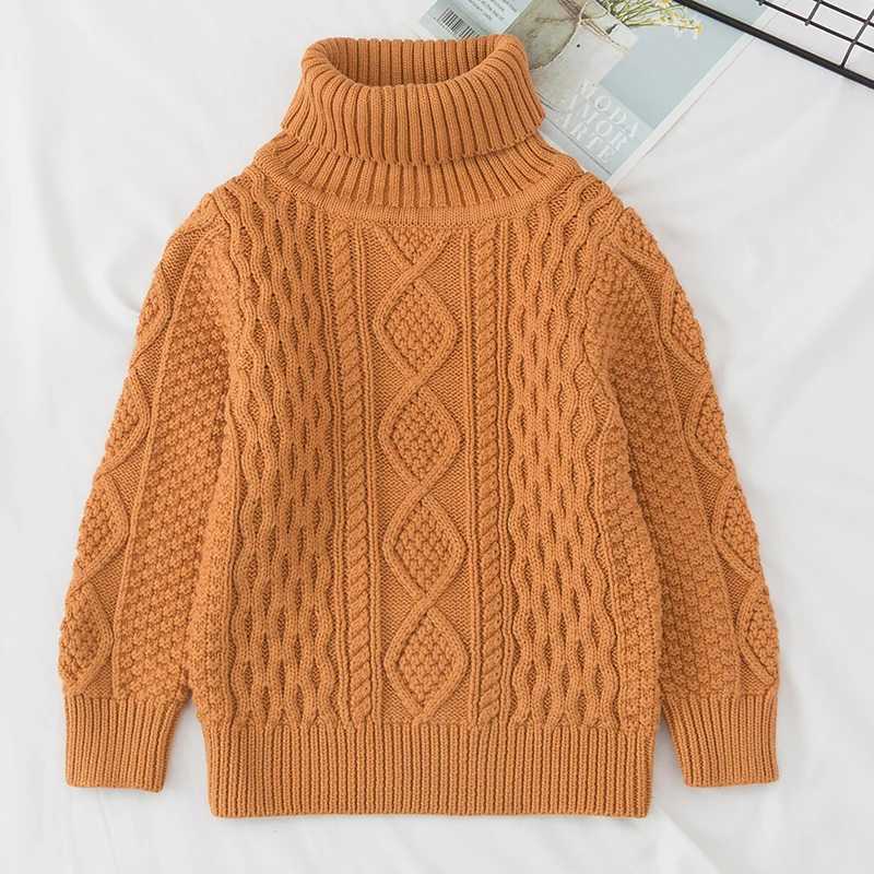 Spring New Baby Boys and Girls Sweater Turtle Neck Solid Color Baby Childrens Sweater Soft Long Sleeve Turtle Neck Winter Sweater W241205