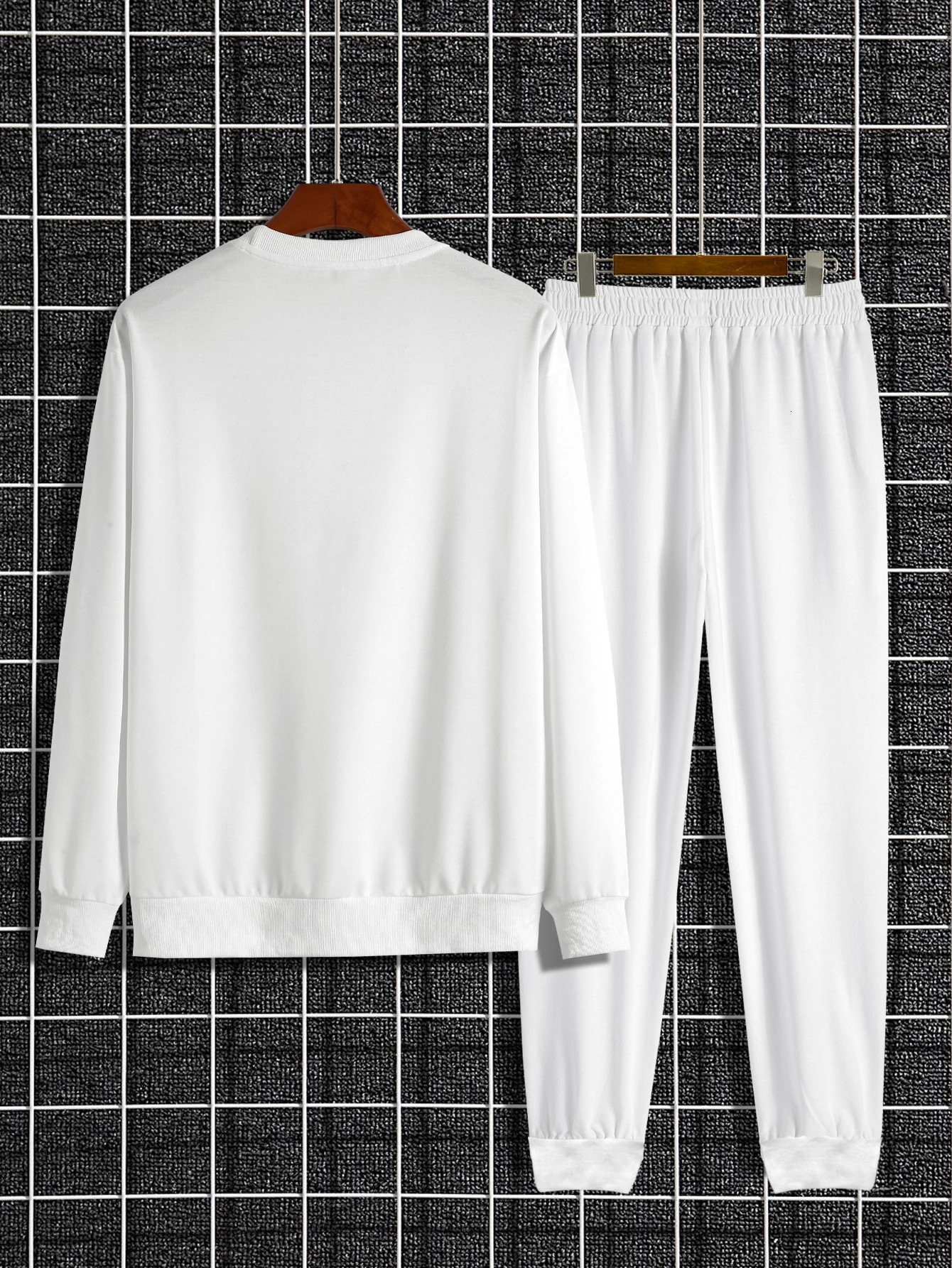 Autumn Trendy Sweatshirt Sweatpants Set Mens Daily Loose Casual Fit Printed Hundred Long Sleeve Sweatshirt 2 piecesSet 241205