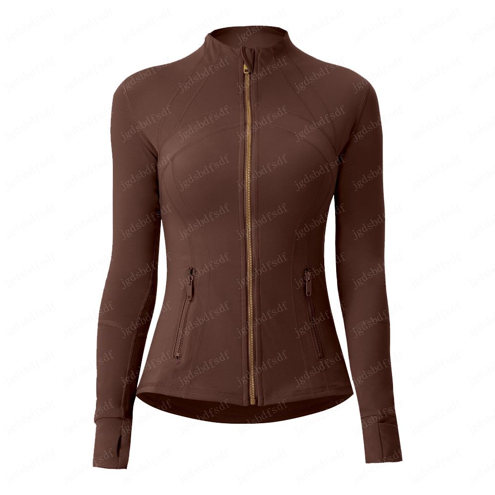 Yoga Outfit Yoga Jacket With Gold Zipper Women Workout Sport Coat Fitness Gym Long Sleeve Tops Breathable Quick Dry Activewear Solid Sweatshirt Joggin