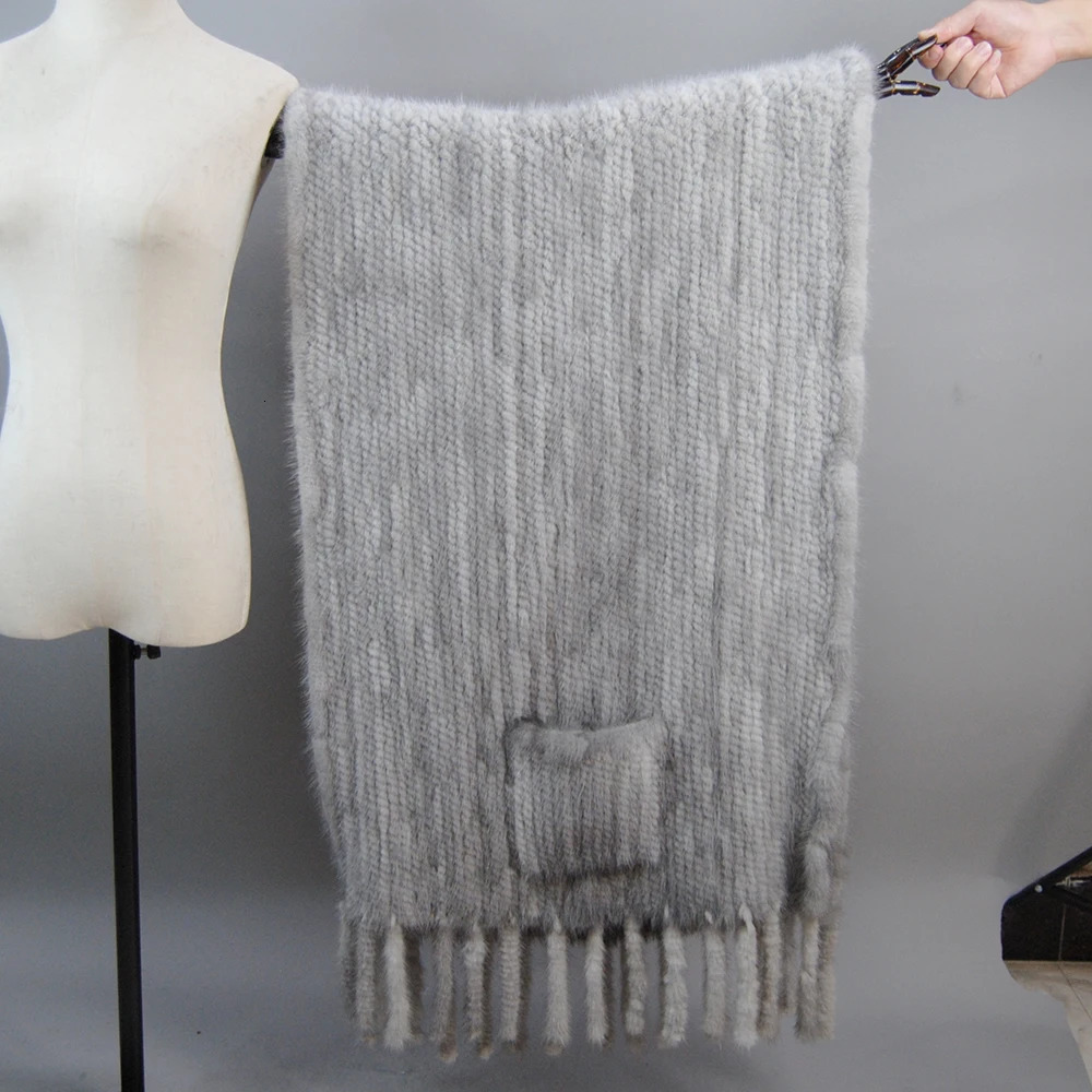 selling womens winter knitted mink scarf shawl natural warm mink Pashmina womens long 100% genuine leather scarf 241205