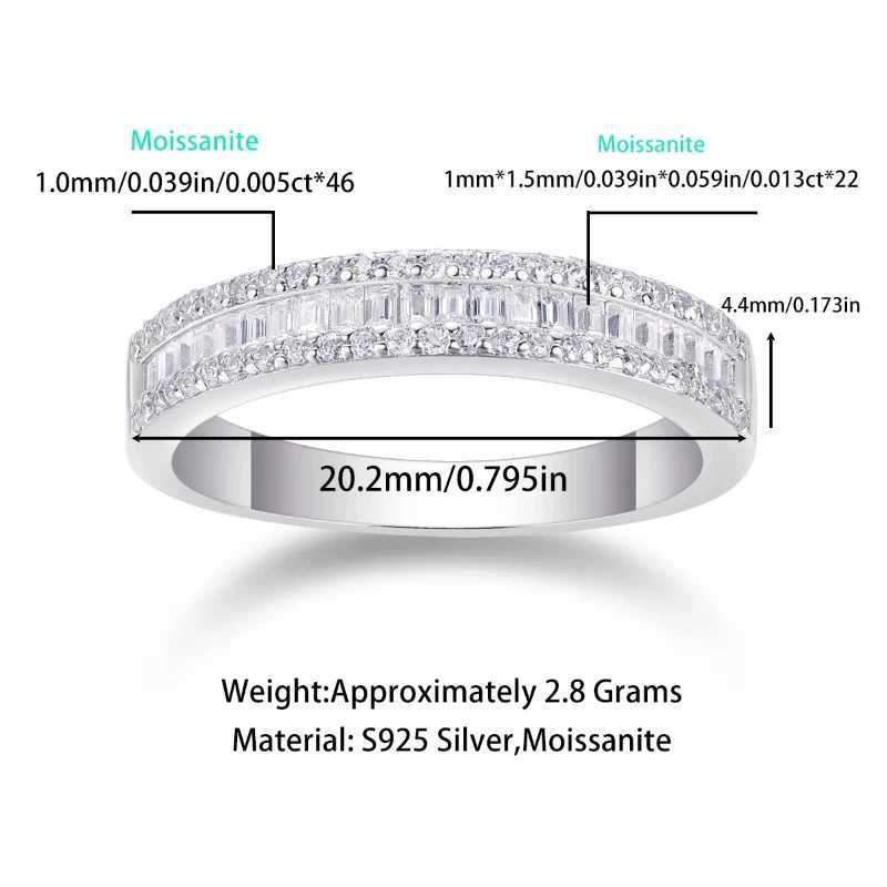 S925 Silver Ring All Mo Silica Platinum Engagement Wedding Ring Womens Exquisite Jewelry W241205
