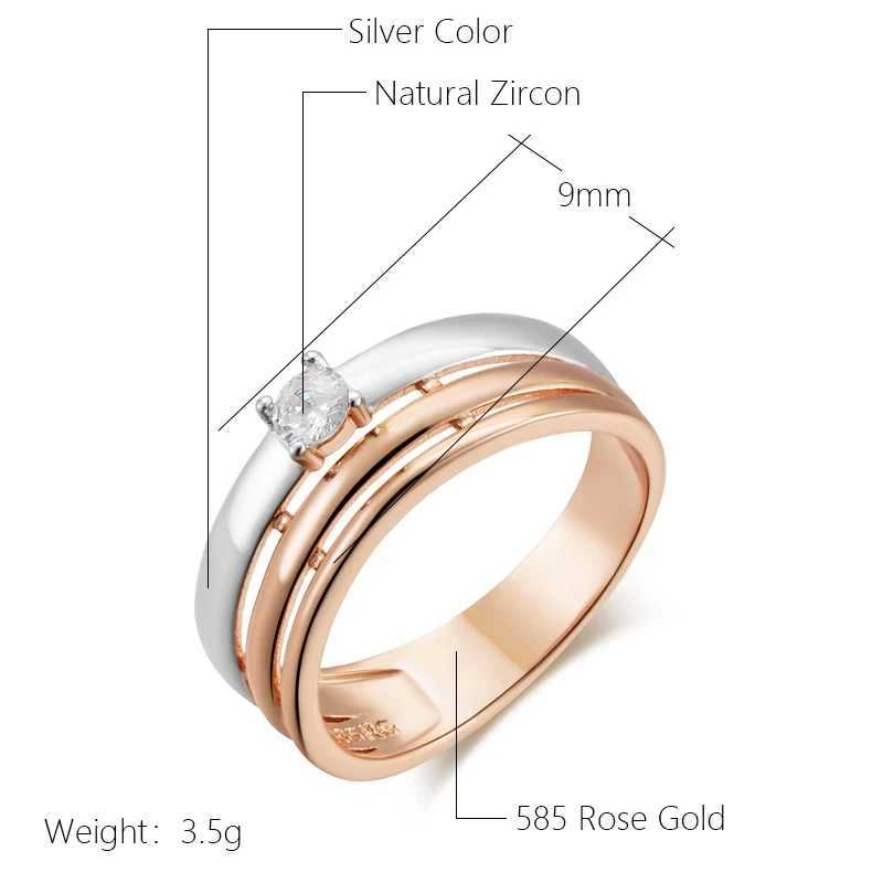 Wbmqda 585 Rose Gold Silver Mixed Womens Ring Simple Fashion Suggestion Engagement Jewelry Gift W241205