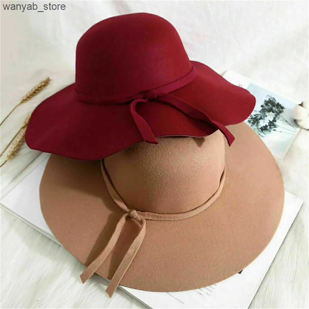 Cloches New Autumn Winter Womens Bowling Hat Elegant Soft Retro Felt Fedoras Fashion Solid Womens Soft Hat Wide Dome Hat L240910