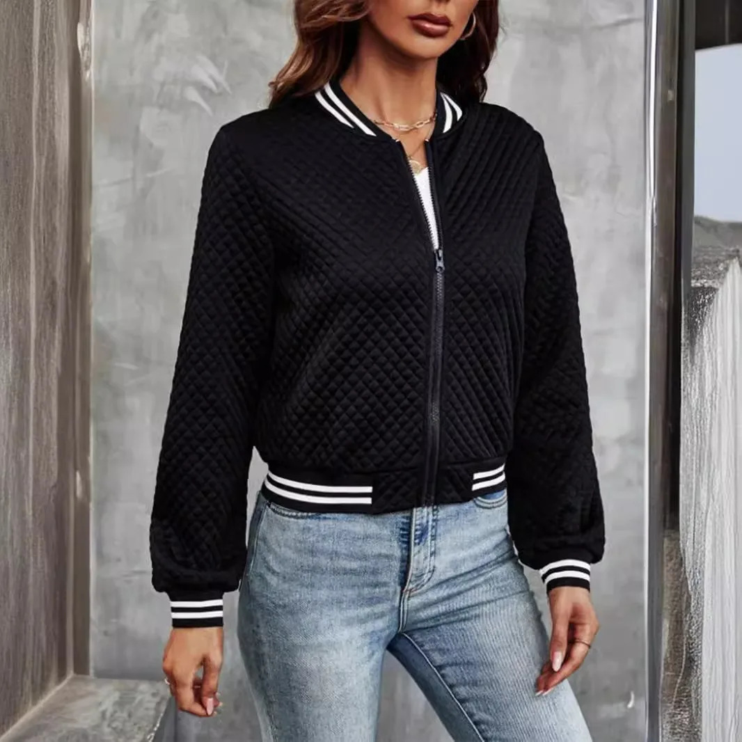 Autumn Cross border Europe and America Foreign Trade Womens Clothing Fashion Zipper Baseball Jacket for Wo 241205