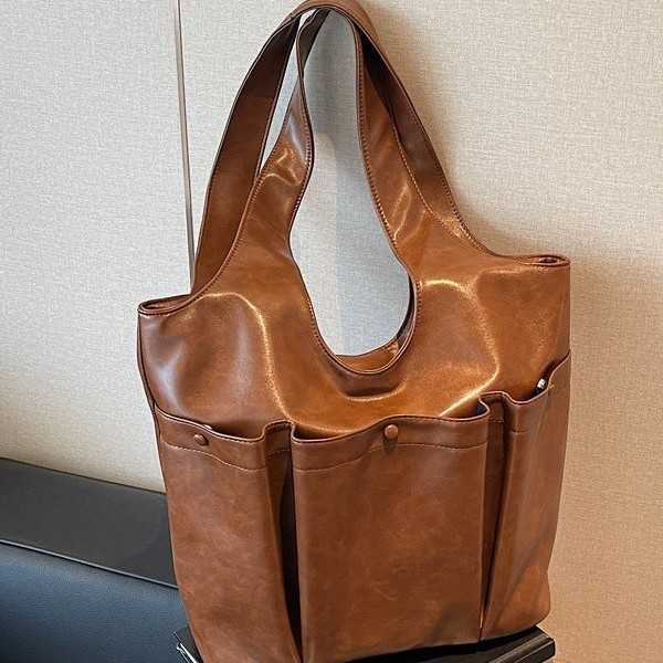 Large capacity women's autumn winter Korean version high-end shoulder bag commuting bucket bag 241215