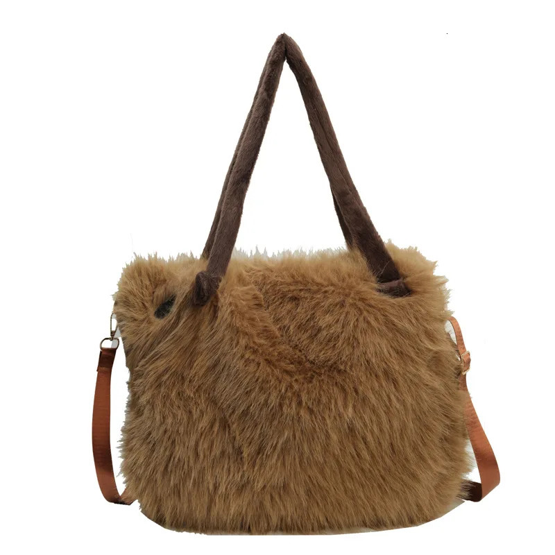 Winter Cute Plush Handbag Cross Body Bag Womens Shoulder Bag 2024 Womens High Capacity Soft Fur Handbag 241205