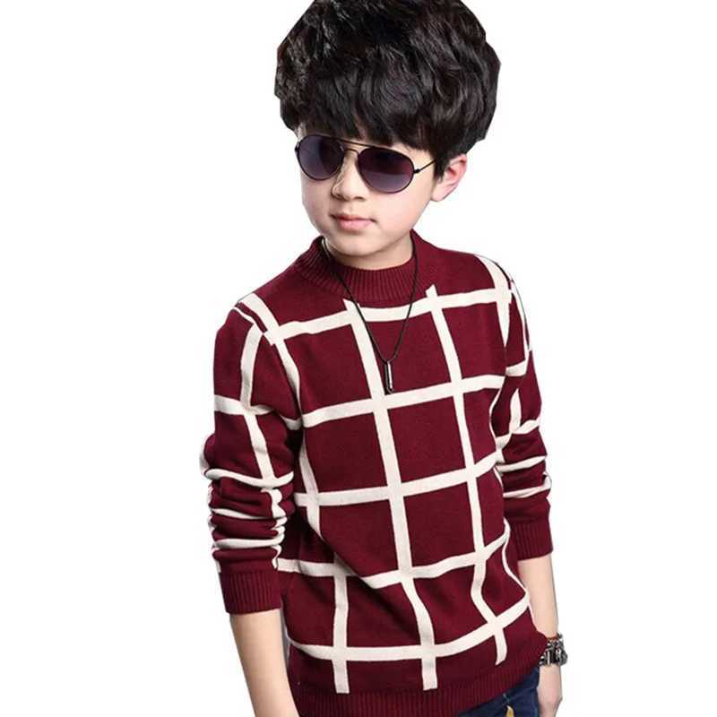 2023 Autumn Winter England Sle New Childrens Boys Plain Sweater Coat Childrens Clothing Jacquard Cotton Boys Zipper 4-10Y W241205