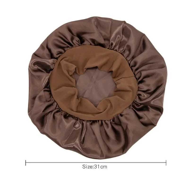 Satin Elastic Head Cover for Women Night Sleep Hair Cs Silky Bonnet Hair Styling Accories Curly Springy HairXJ241205