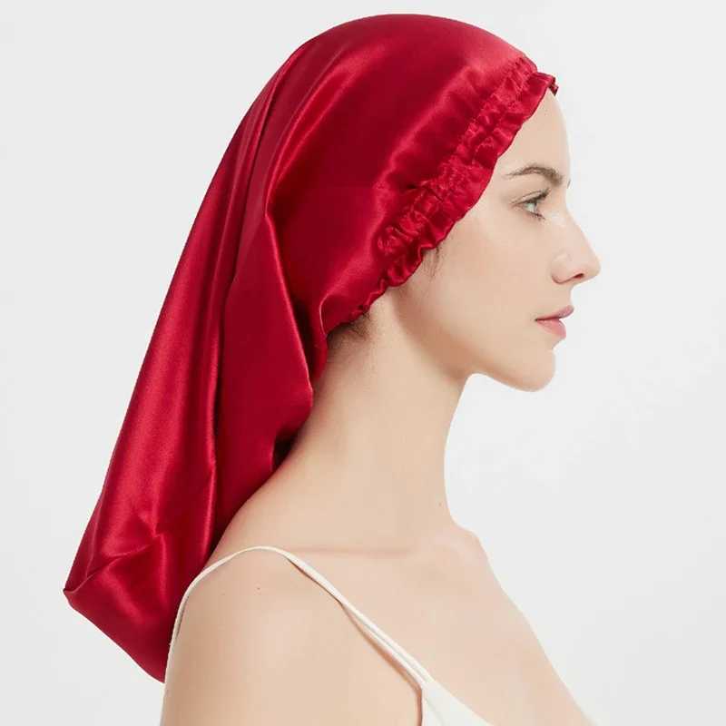 100% Pure Mulberry Silk Hair Bonnets for Women Sleeping C Silk Sleep C Night Bonnet Cs Hair Protection Tuan Head WrsXJ241205
